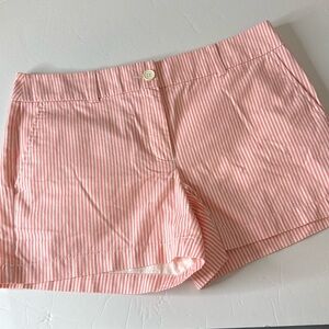 LOFT Mid Rise 4” Twill Shorts Pink and Cream Stripe Size 8